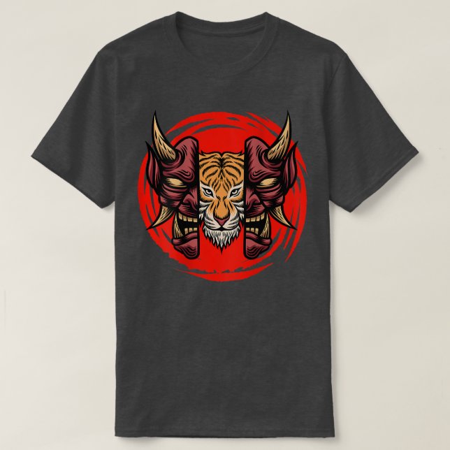 Year of Tiger samurai mask Japanese culture  T-Shirt (Design Front)