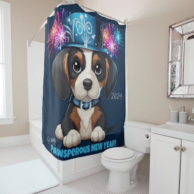 Year of Woofs! Shower Curtain (In Situ)