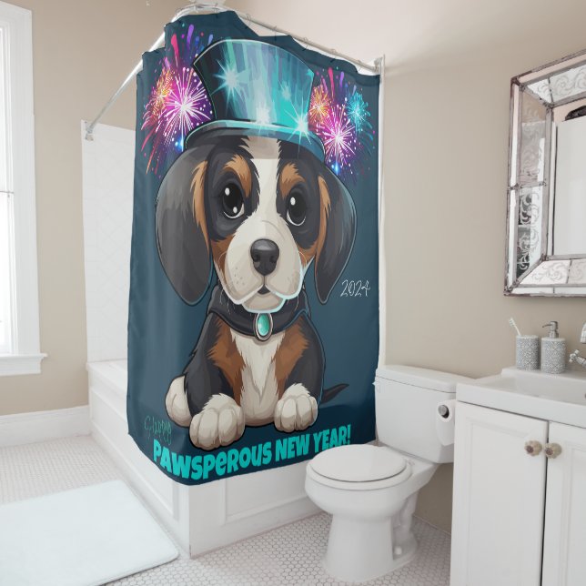 Year of Woofs! Shower Curtain (In Situ)