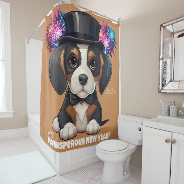 Year of Woofs! Shower Curtain (In Situ)