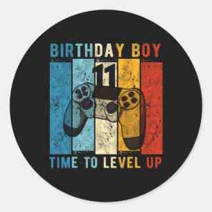 Year Old Birthday Boy 11 Time To Level Up 11th Bir Classic Round Sticker