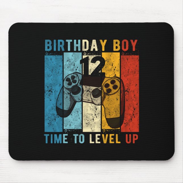 Year Old Birthday Boy 12 Time To Level Up 12th Bir Mouse Pad (Front)