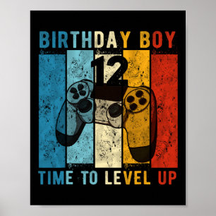 Year Old Birthday Boy 12 Time To Level Up 12th Bir Poster