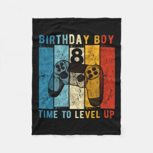 Year Old Birthday Boy 8 Time To Level Up 8th Birth Fleece Blanket