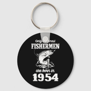 Year Old Fish Fisher Fisherman 1954 Fishing Birthd Key Ring