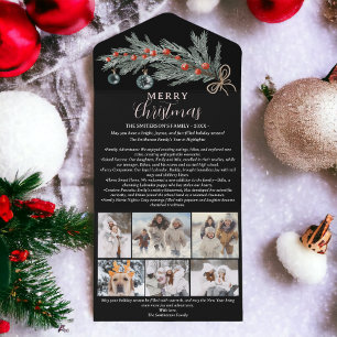 Year review pine red Merry Christmas 6 photos All In One Invitation