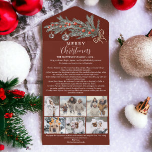 Year review pine red Merry Christmas 6 photos All In One Invitation
