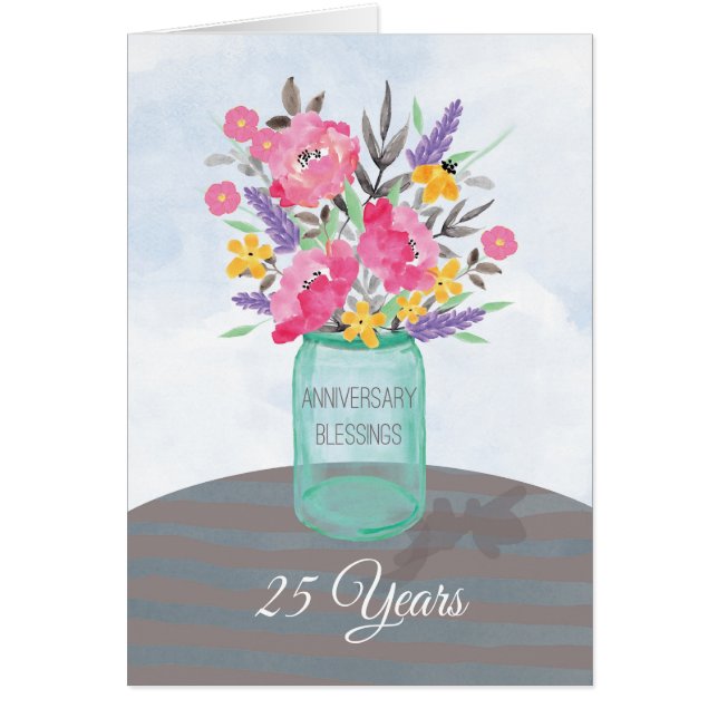 Year Specific Anniversary Blessings Jar Vase (Front)