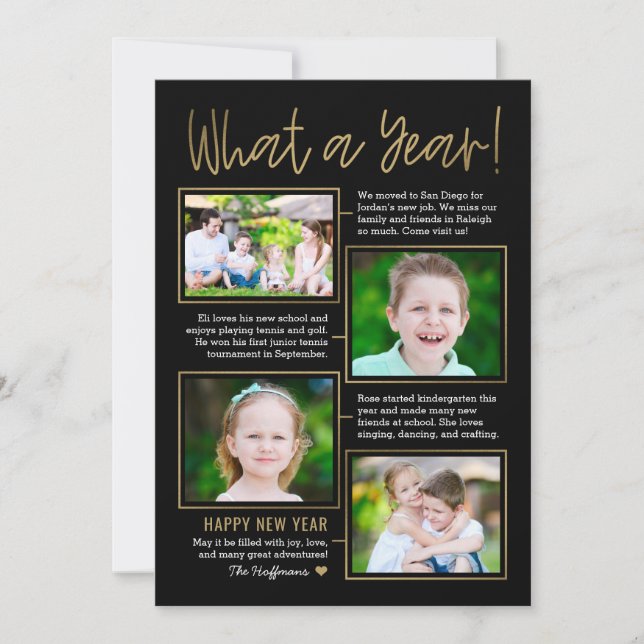 Year Summary Editable Colour New Year Photo Card (Front)