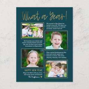 Year Summary Editable Colour New Year Postcard