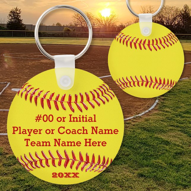 YEAR, Team Name, Text BULK Softball Gifts Key Ring (Personalized Softball Keychains. Cheap softball team gifts for girls. Softball goodie bag ideas. )