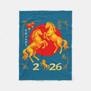 Year The Happy Chinese Horse Fleece Blanket