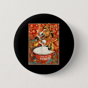 Year Zodiac Chinese Horse Rice 6 Cm Round Badge