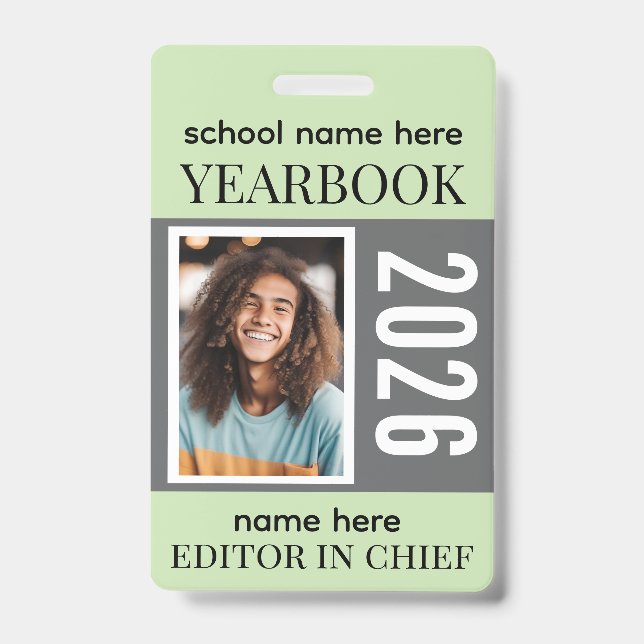 Yearbook Staff Badge Fully Customisable ID Badge (Front)