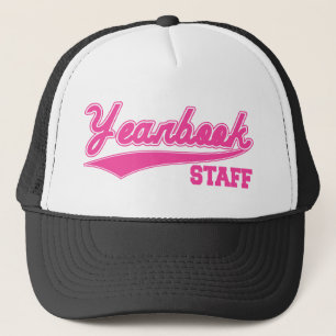 Yearbook Staff (Baseball Script Pink) Trucker Hat