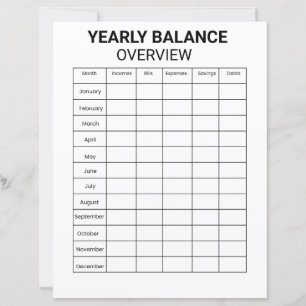 Yearly Balance Overview Notepad