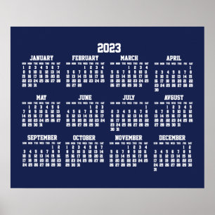 Yearly Blue Calendar 2023 Poster