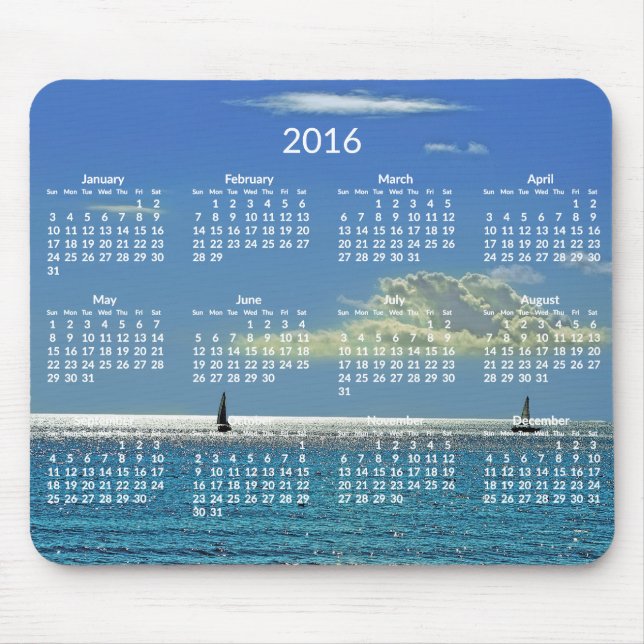 Yearly Calendar 2016 Mousepads Beach Photo (Front)