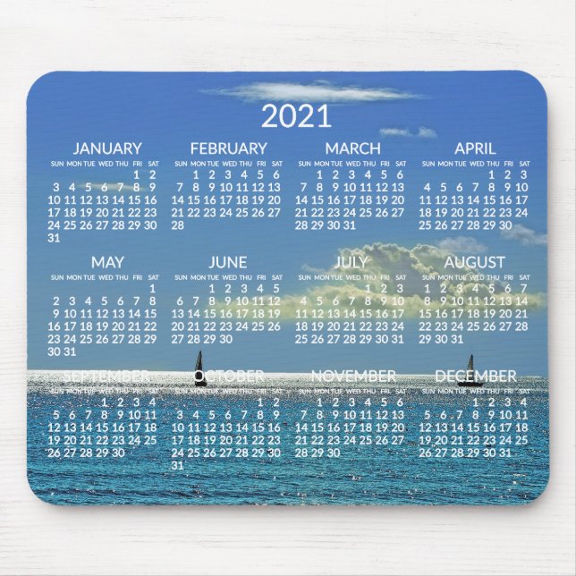 Yearly Calendar 2021 Mousepads Beach Photo (Front)