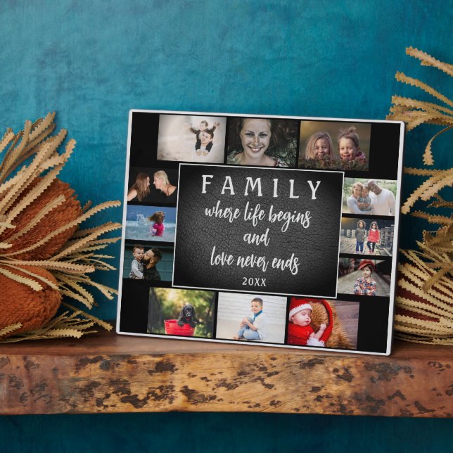 Yearly Family Saying Keepsake 12 Photo Collage Plaque (Side)