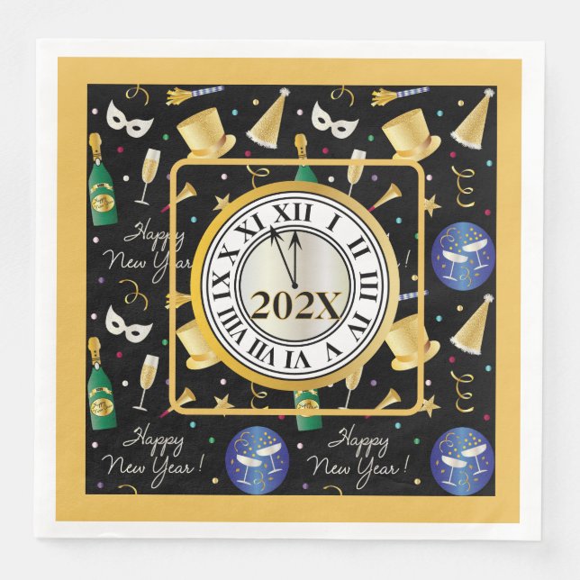 Yearly Happy New Year  Napkin (Front)