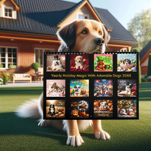Yearly Holiday Magic With Adorable Dogs 20XX  Calendar