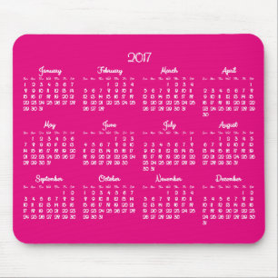 Yearly Pink 2017 Calendar Mouse Pads