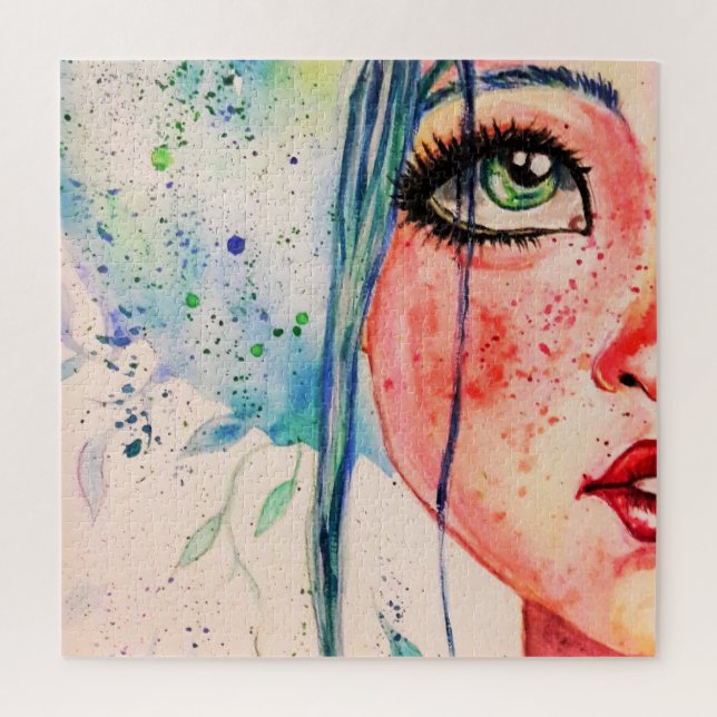 Yearning - Watercolor Painting Beautiful Girl Art Jigsaw Puzzle (Vertical)