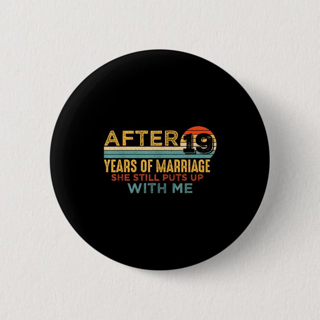 Years 19th Wedding Anniversary Husband 19 6 Cm Round Badge (Front)