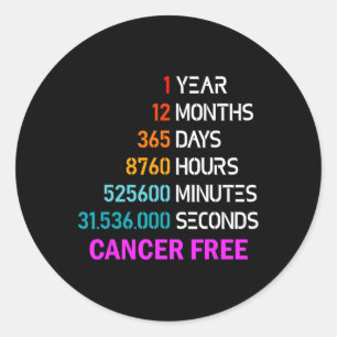 Years Cancer Free Gifts 1 Year Breast Cancer Survi Classic Round Sticker