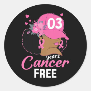 Years Cancer Free Survivor Breast Cancer Black Wom Classic Round Sticker
