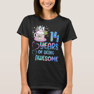 Years Of Being Awesome Cute Cats 14th Birthday Gir T-Shirt