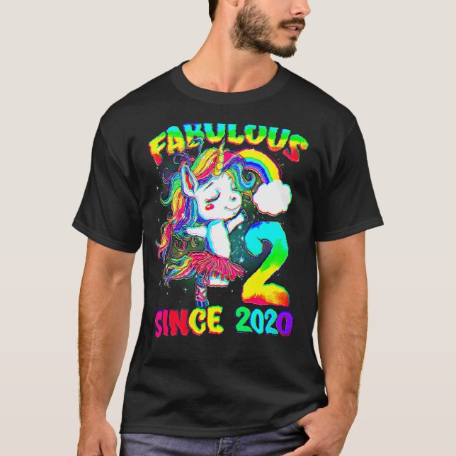 Years Old 2nd Birthday Unicorn Girl Fabulous T-Shirt (Front)