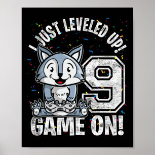 Years Old 9th Birthday Wolf Boy Girl Gifts Video G Poster