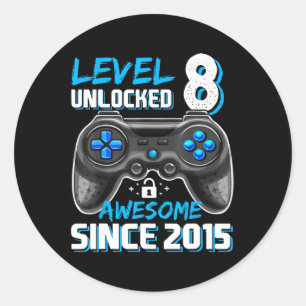 Years Old Boys Level 8 Unlocked Awesome 2015 Video Classic Round Sticker