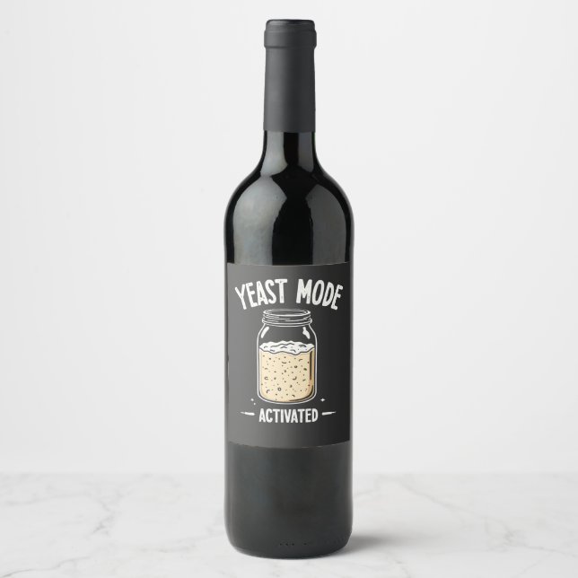 Yeast Mode Activated Baking Cooking Chef  Wine Label (Front)