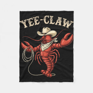 Yee claw cowboy lobster funny western country fleece blanket