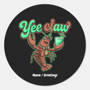 Yee Claw Retro Crawfish Bow Coastal Cocktail Classic Round Sticker