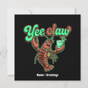 Yee Claw Retro Crawfish Bow Coastal Cocktail Invitation
