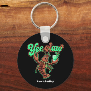 Yee Claw Retro Crawfish Bow Coastal Cocktail Key Ring