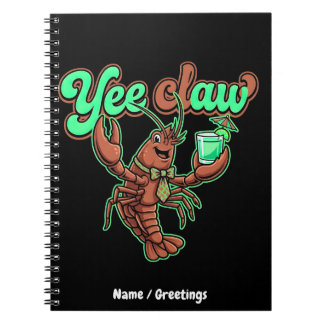 Yee Claw Retro Crawfish Bow Coastal Cocktail  Notebook