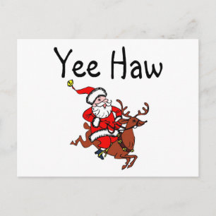 Yee Haw Christmas Cowboy Santa Claus Holiday Postcard