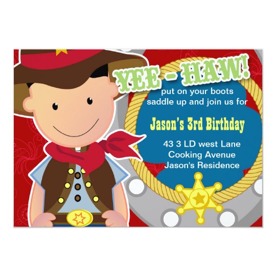 Yee Haw Cowboy Birthday Invitation