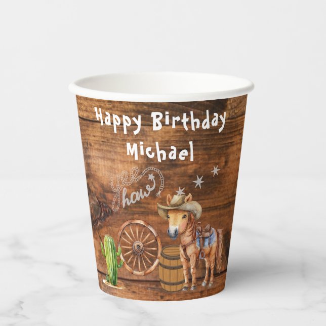 Yee Haw Cowboy Rodeo Saddle Up Paper cup (Front)