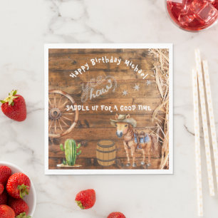 Yee Haw Cowboy Rodeo Saddle Up Paper Plate Napkin
