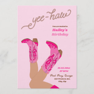 Yee-Haw Cowgirl Birthday Invitation