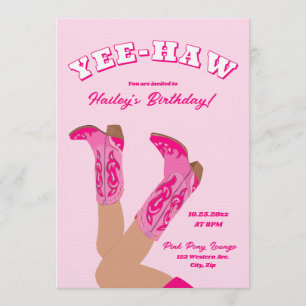Yee-Haw Cowgirl Boots Birthday Invitation
