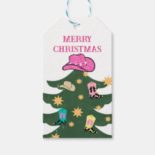Yee Haw Cowgirl Christmas Festive Rodeo Gift Tags