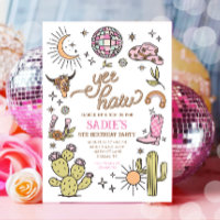 Yee Haw Girl Rodeo Retro Disco Cowgirl Birthday