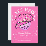 Yee Haw Pink Disco Cowboy Rodeo Birthday Invitation<br><div class="desc">Gather your cowboys and cowgirls for a western-themed feat. disco birthday party. Modern cowboy starry hat and disco ball customisable birthday invitation for any age in pretty hot pink colour.</div>